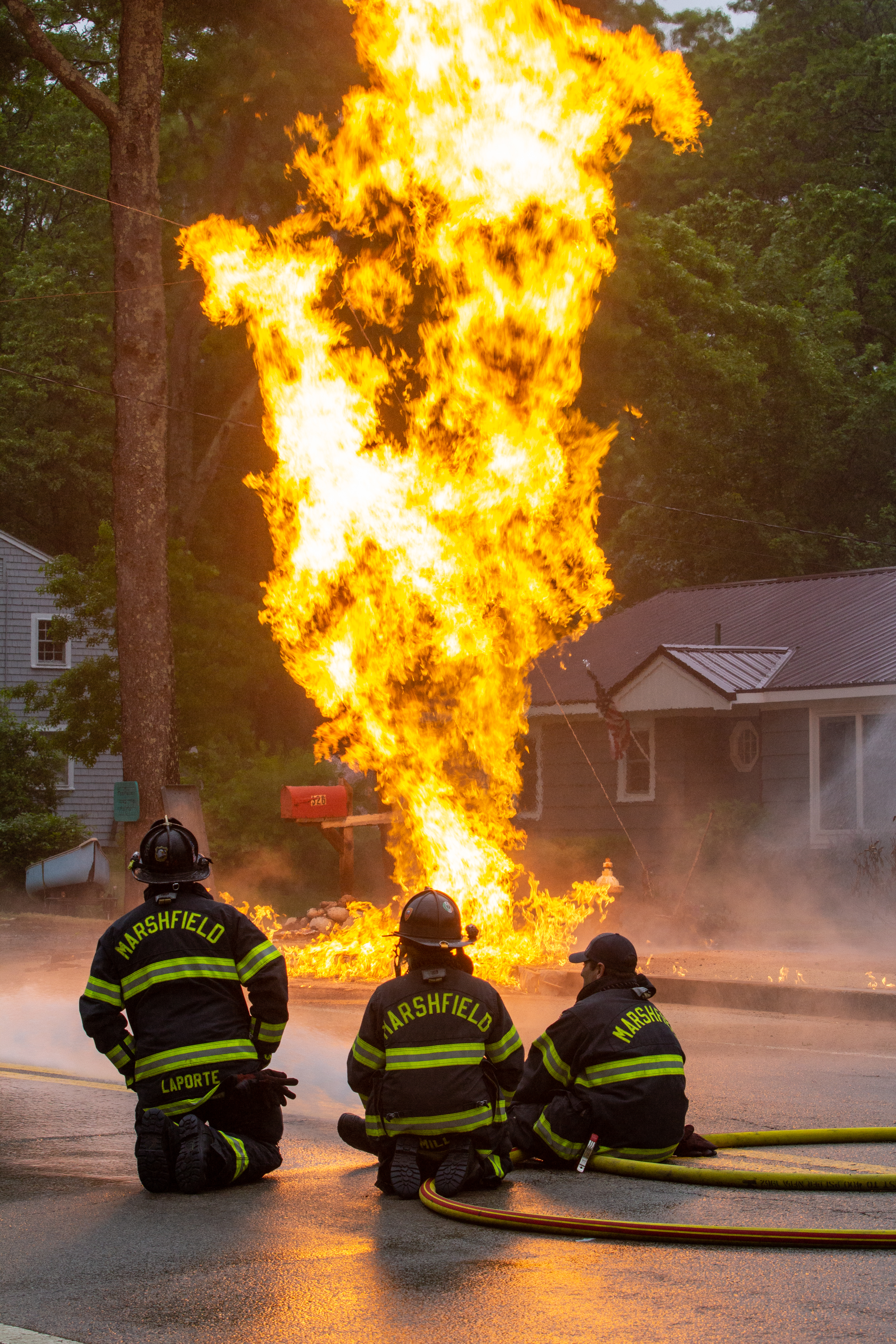 Gas line rupture and subsequent fire on Plain Street May 2021