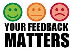 Your Feedback Matters text with faces of varying happiness