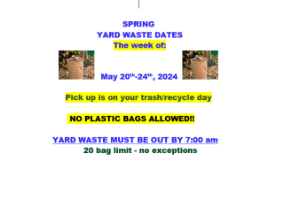 Spring Yard Waste Dates