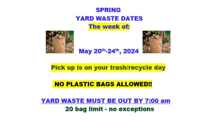 Spring Yard Waste Dates