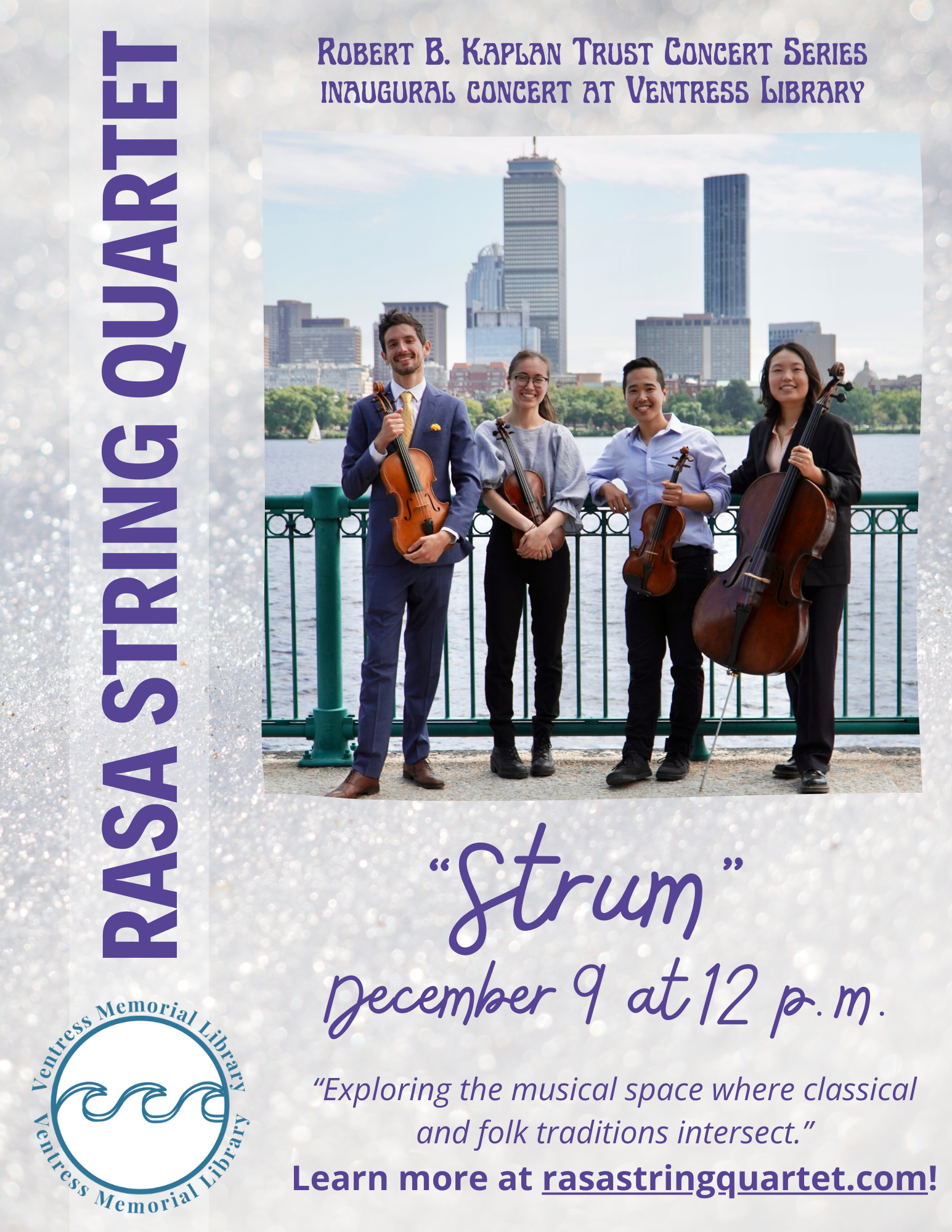 Rasa String Quartet Performing at Ventress Memorial Library (December 9th @ 12 PM)